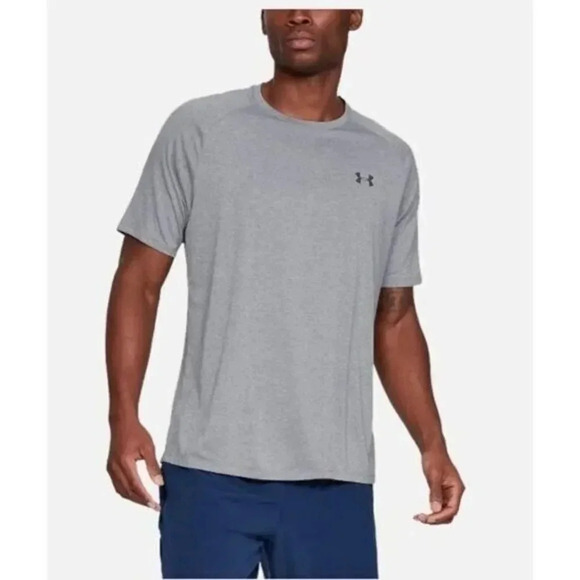 Under Armour Light Gray Tech Short Sleeve Athletic Top L - Picture 1 of 4
